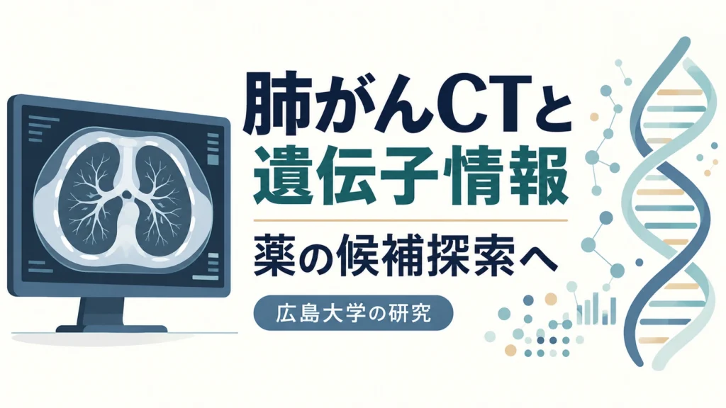 肺のCT画像と遺伝子情報を結び付ける研究を表したシンプルな模式図